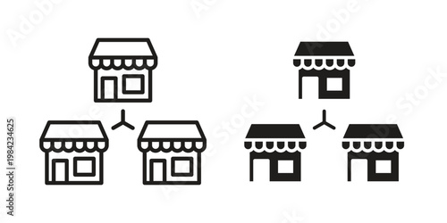Franchise icon simple black and white line and clip art illustrations