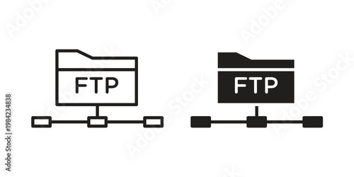 FTP icon simple black and white line and clip art illustrations