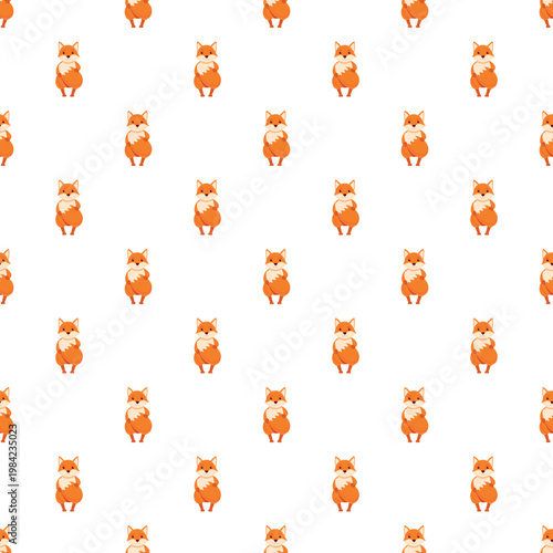Little orange cartoon foxes creating a decorative repeat wildlife pattern