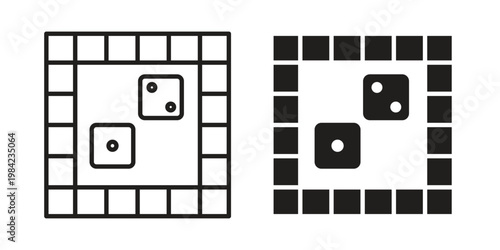 Game board icon simple black and white line and clip art illustrations
