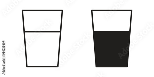 Glass Water icon simple black and white line and clip art illustrations