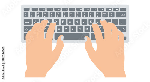 Hands typing on a computer keyboard showcasing a digital workspace and interaction a flat vector silhouette high quality professional detailed modern