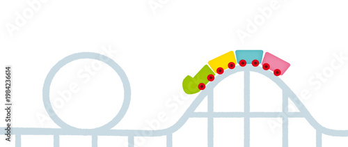 ジェットコースターのイラスト背景素材|デコレーション向け素材/Roller coaster illustration background material
