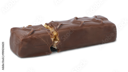 Foto Chocolate bar with nougat isolated on a white background