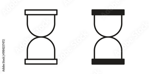 Hourglass end icon simple black and white line and clip art illustrations