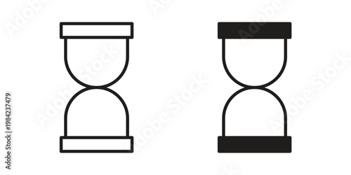 Hourglass icon simple black and white line and clip art illustrations