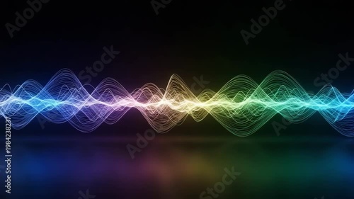 Colorful sound wave patterns in abstract digital art design  