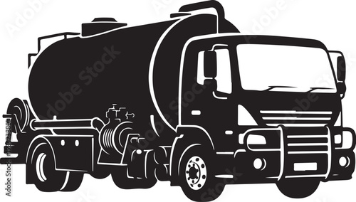 Black, industrial, tanker truck, silhouette, vector, illustration, transportation, logistics