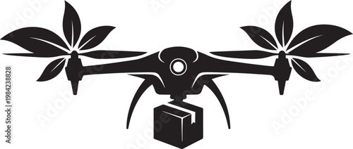 Drone, aerial, vector icon, black, delivery drone, package delivery