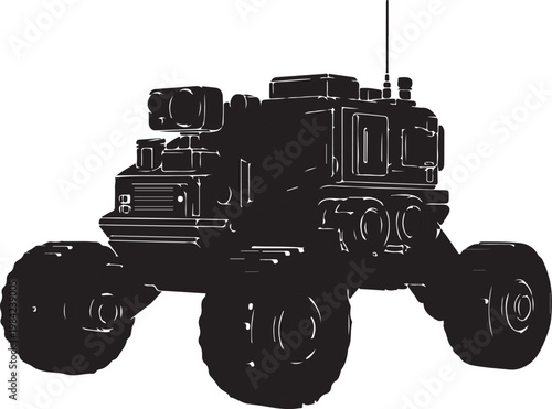 Black silhouette military vehicle, armored truck, tactical transport, off-road SUV