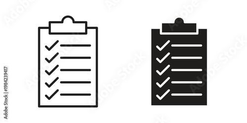 List check icon simple black and white line and clip art illustrations