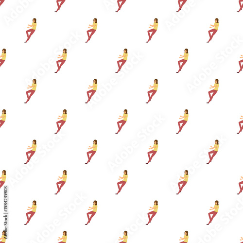 Woman character sitting pattern tiling on a white background