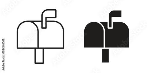 Mailbox icon simple black and white line and clip art illustrations