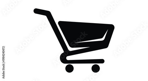 A simple black silhouette of a shopping cart commonly used to represent online purchases and retail silhouette high quality professional detailed