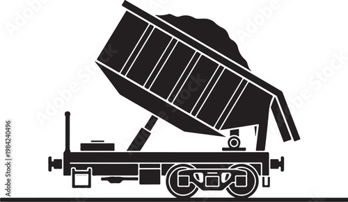 Black, industrial, train car, cargo wagon, silhouette, railroad