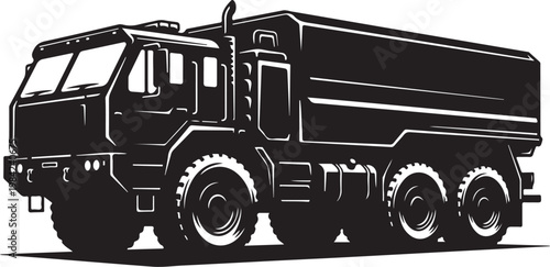 Black truck, vector truck, industrial vehicle, heavy duty truck, silhouette