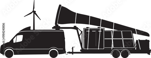 Wind turbine blade transport, truck with trailer, renewable energy logistics, sustainable power transportation