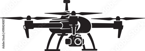 Drone, Aerial, Vector Drone Icon, Black Drone Illustration, Camera Drone