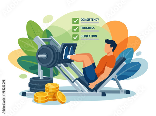 Man Training on Leg Press Machine for Fitness Progress