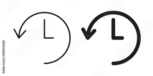 Past time icon simple black and white line and clip art illustrations