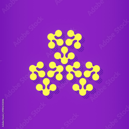 A bright pop art illustration, an abstract figure made of connected yellow spheres