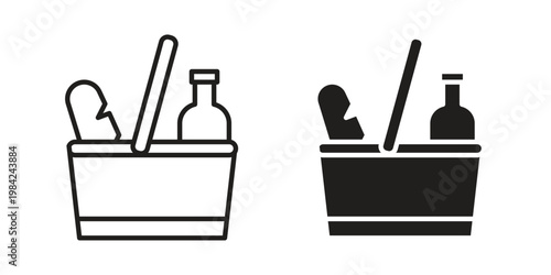 Picnic icon simple black and white line and clip art illustrations