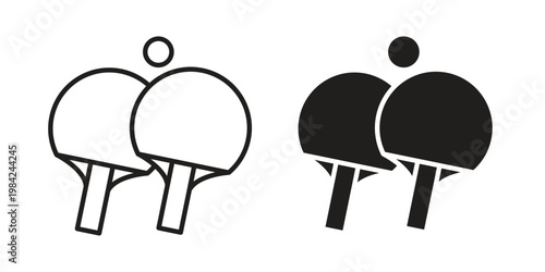 Ping pong icon simple black and white line and clip art illustrations