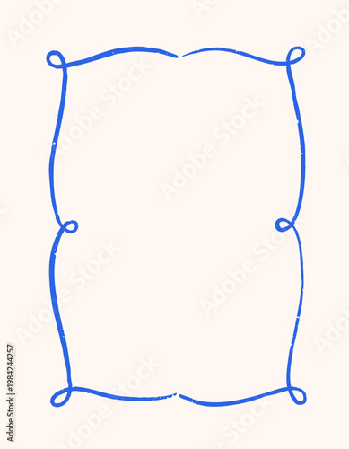 Scribble line frame in coquette doodle sketch style. Contour border decoration, modern trendy card background, abstract poster design. Whimsical handdrawn margins. Hand-drawn vector illustration