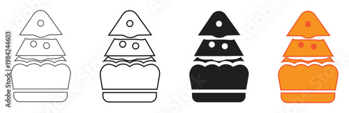 Set of four hamburger icons in outline, silhouette, and colorful orange flat design styles, perfect for fast food, restaurant, or cafe branding and design projects