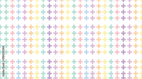 Colorful Geometric Tile Pattern with Pastel Cross-Shaped Repetition and Tessellated Grid.