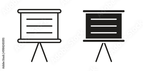 Presentation icon simple black and white line and clip art illustrations