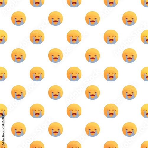 Crying yellow emoji faces creating a repeating seamless pattern