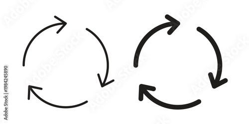 Recycle icon simple black and white line and clip art illustrations