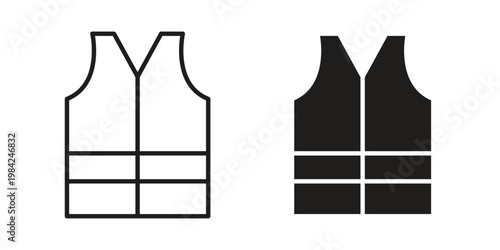 Safety vest icon simple black and white line and clip art illustrations