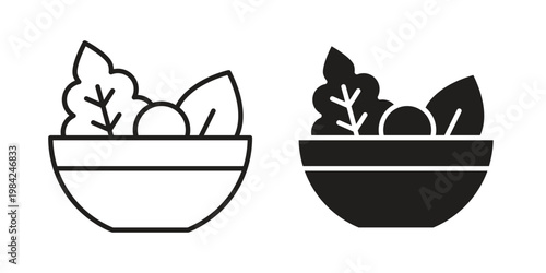 Fotografie Salad icon simple black and white line and clip art illustrations