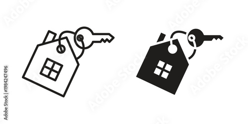 Selling or rent home icon simple black and white line and clip art illustrations