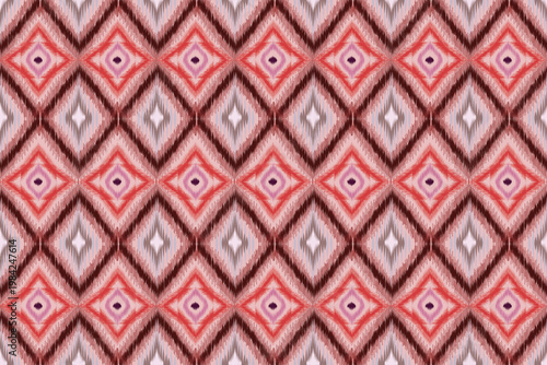A sophisticated seamless pattern featuring a rhythmic nested diamond motif inspired by traditional Ikat weaving.