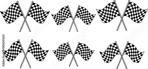 Racing flags icon set checkered flags for motorsport and victory symbolism