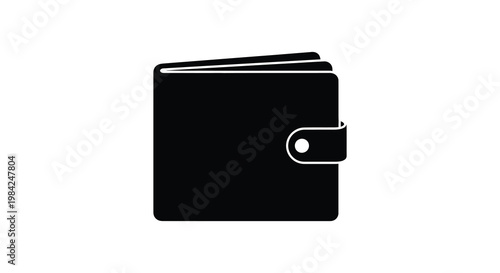A simple black flat wallet is depicted showcasing a minimalist design and a distinct snap closure silhouette high quality professional detailed