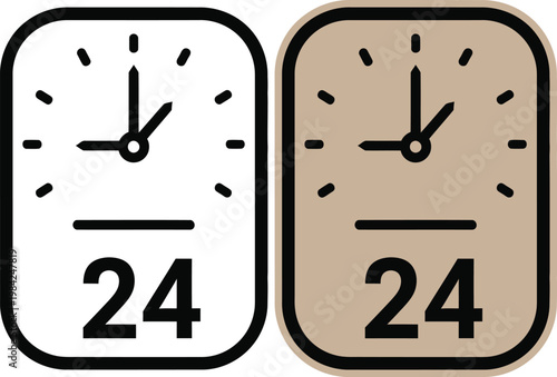 24 hour clock icon set time management scheduling visual representation