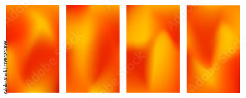 Set of sunset colored background with a mesh gradient in vibrant shades of orange and yellow