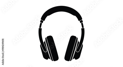 A striking black silhouette of over ear headphones showcasing a modern design and sleek appearance silhouette high quality professional detailed elegant stylish
