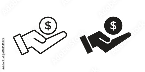 sponsorship icon simple black and white line and clip art illustrations