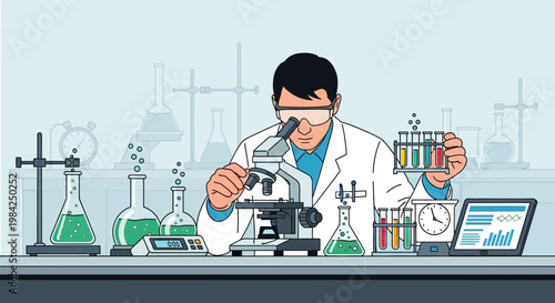 Scientist, laboratory, research, microscope, lab equipment
