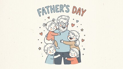 Happy Father's Day simple family illustration