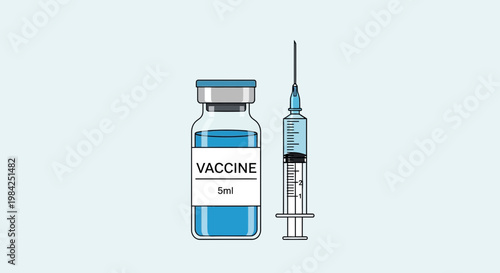 Vaccine bottle, syringe, medical injection, healthcare icon, immunization symbol