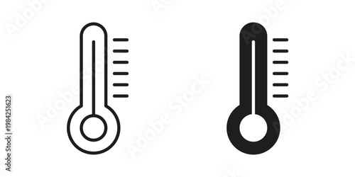 Temperature icon simple black and white line and clip art illustrations