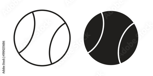 Tennis icon simple black and white line and clip art illustrations