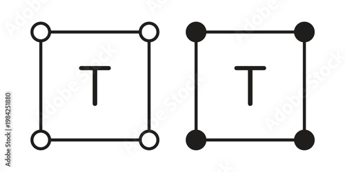 Text icon simple black and white line and clip art illustrations