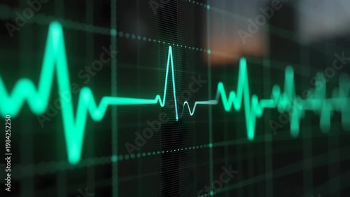 Digital heart rate monitor displaying green ECG waveform  